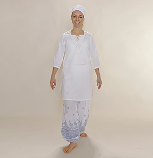 Yoga trousers - Harem trousers PATIALA Ladies, Blue-White Patterns